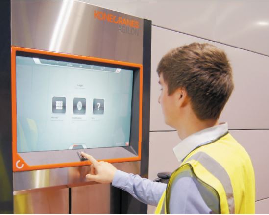 Forward Industrial worker accesses the Agilon hatch and touchscreen 